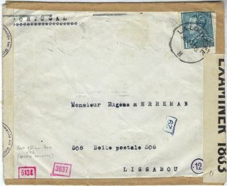 Belgium 1942 2 X Censor Cover To Undercover Lisbon Address Of Thomas Cook