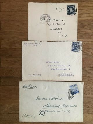 3 X Japan Old Cover Tokyo To Germany Usa 1940