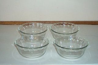 Usa Set Of 4 Pyrex 3 Ring Fluted Clear Glass 10 Oz Custard Cups 464
