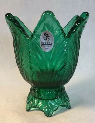 Fenton Art Glass Emerald Green Two Way Votive / Candle Holder
