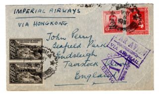 1940 (may) Philippines Via Hong Kong To Gb Censored Airmail Cover.