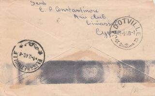 Cyprus to Belgian Congo LIMASSOL Censor 10 GVI 13pi50 VIA NORTHERN RHODESIA 1940 2