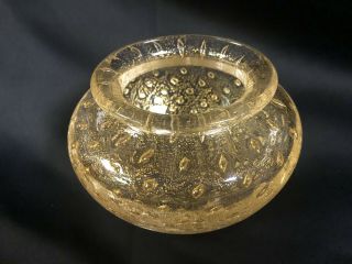 Signed Gino Cenedese Murano Art Glass Bowl Controlled Bubble Gold Fleck Blown