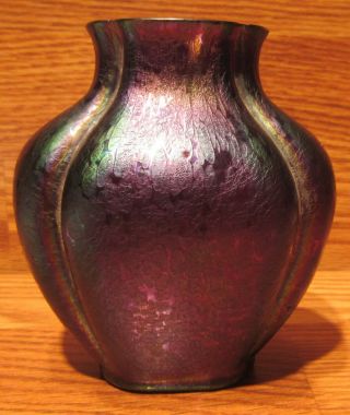 Antique Kralik Loetz Bohemian Czech Art Glass Purple Iridescent Cabinet Vase