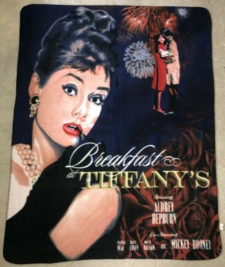 Audrey Hepburn Breakfast At Tiffanys Plush Fleece Movie Poster Blanket Throw