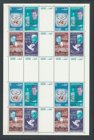 Middle East Qatar Quatar Mnh Stamp Set Complete Sheet Jfk Kennedy