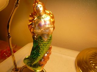 Vintage Hand Blown Glass Mermaid Christmas Ornament