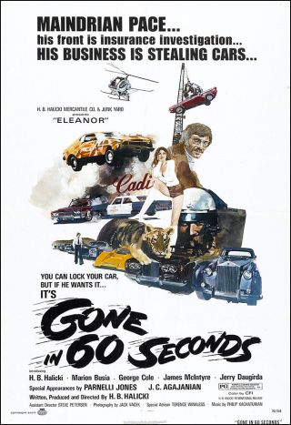 Gone In 60 Seconds Movie Poster Print - 1974 - Action - 1 Sheet Artwork