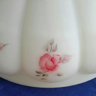 Fenton Hand Painted Milk Glass Hurricane Lamp Shade - Pink and Yellow with Roses 3