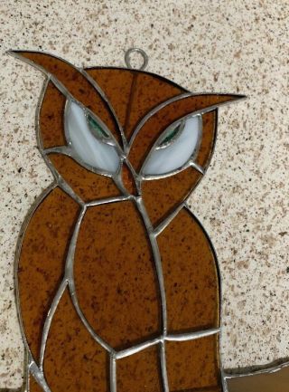 OWL bird (Large) - Stained Glass - Handcrafted - Sun Catcher - 12” X 8 