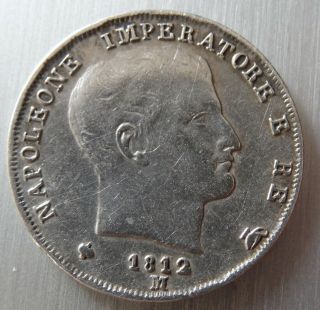 Italy Kingdom Of Napoleon 1 Lira 1812 M Silver