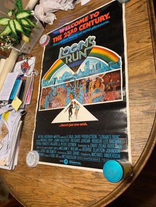 Logan’s Run 1976 Promo/lobby Movie Poster 23x35” Ex Farrah Fawcett.