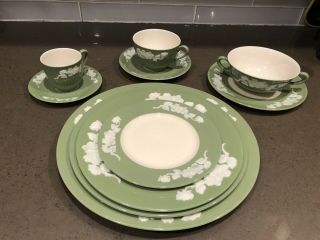 Lenox Apple Blossom Green Place Setting 10pc 4 Plates Soup Teacup Demitasse Cup
