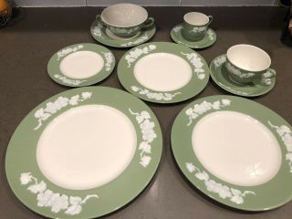 Lenox Apple Blossom Green place setting 10pc 4 plates soup teacup demitasse cup 2