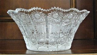 Bohemian Czech Vintage Crystal 8 " Round Bowl Hand Cut Queen Lace 24 Lead Glass