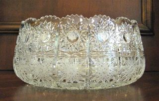 Bohemian Czech Vintage Crystal 7 " Round Bowl Hand Cut Queen Lace 24 Lead Glass