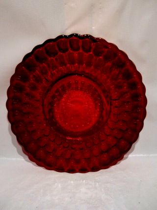 Vintage Fenton Ruby Red Thumbprint 8 1/2 " Plate Marked