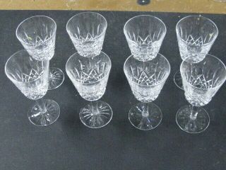 8 Waterford Crystal Lismore Pattern Wine Glasses Euc