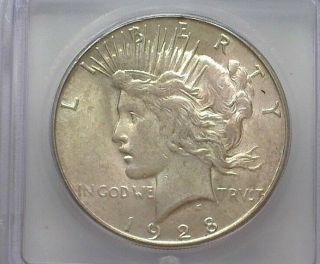 1928 - S Peace Silver Dollar Icg Ms62 Valued At $250 Better Date