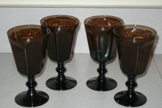 Lenox Crystal Set Of 4 Antique Brown Wine Glass Goblet Stemware 5 1/8 " Tall