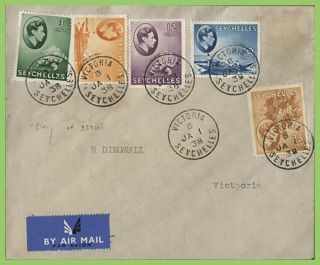 Seychelles 1938 Kgvi Five Values On Airmail First Day Cover