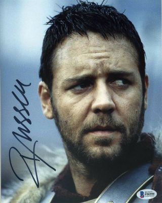 Russell Crowe Gladiator Maximus Signed 8x10 Photo Beckett Bas Authentic Auto