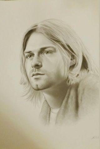 Kurt Cobain Of Nirvana Penci Drawing Picture 20 X 24