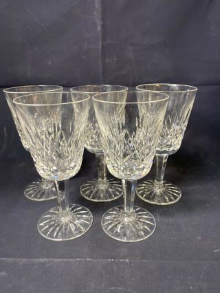Set Of 5 Waterford Crystal Lismore Pattern Water Wine Goblets