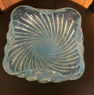 Vintage Murano Ice Blue Swirl Bubble Bowl