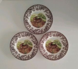 Set Of 3 Spode Woodland Rabbit Salad Plates
