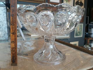Eapg Fostoria Glass Louise Sunk Jewel Large Compote Antique Footed Pedestal Bowl