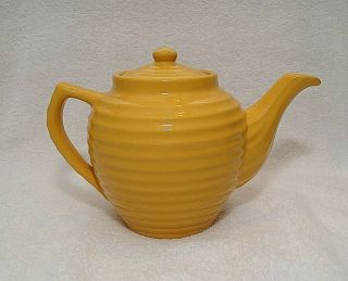 Vintage BAUER Pottery Early Ringware TEAPOT 6 Cup CHINESE YELLOW Exc 3