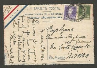 Argentina To Italy Airmail By Air France 1934 Poster Postcard 2 Stamps 2