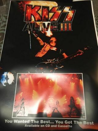 Kiss Alive 3 Iii Promotional Record Store Poster Gene Simmons,  Paul Stanley