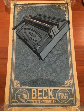 Beck Concert Poster Berlin 2016 Band Of Horses,  Lars Krause,  Piano,  Signed /