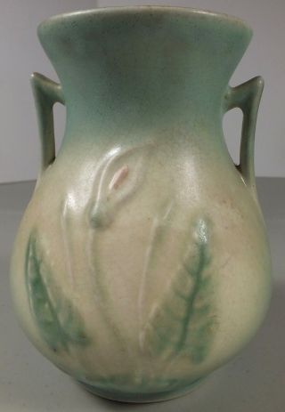 Vintage 1938 Hull Art Pottery Calla Lily 6 1/2 " Vase W/ Double Handles
