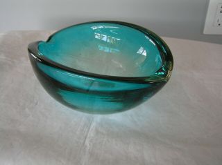 Vintage Murano Sommerso Art Glass Geode Ashtray Bowl Blue & Green