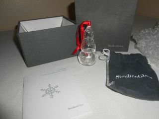 Steuben Glass Crystal Snowman Ornament 9447 W/box