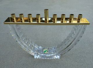 Waterford Crystal 9 " Menorah W/polished Brass