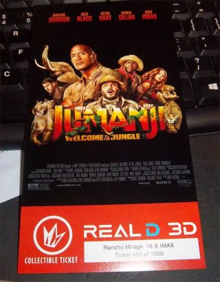 Jumanji Welcome To The Jungle Collectible Ticket/movie Card