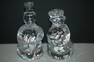 Waterford Crystal Snowman And Snow Woman Figurines
