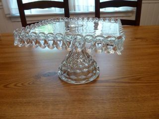 Fostoria Vintage American 10” Square Footed Cake Pedestal Plate Stand W/Rum Well 2