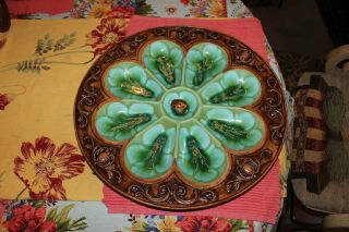 Vintage Treasure Craft Divided Serving Dish - Large - 8 Sections - Wood Grain & Green 2