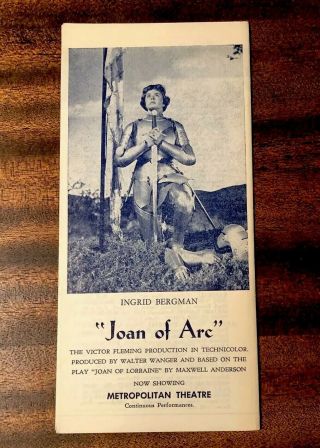 Rare 1949 Ingrid Bergman Joan Of Arc Metropolitan Theatre Houston Ywca Program