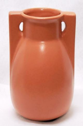 Teco Pottery Buttress Two Orange Vase Art Deco Style