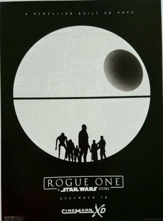 Rogue One: A Star Wars Story Promo Movie Poster 9.  5x13 Cinemark Xd