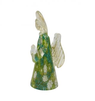 Authentic Murano Glass Millefiori And Gold Angel,  Heavenly Green