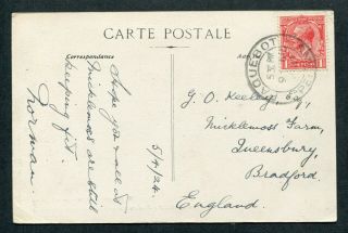 1924 Gb Kgv Stamp On Ceylon Postcard Penang Paquebot Cds Pmk To England Uk