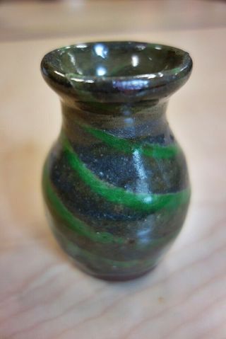 Burlon Bb Craig Pottery Miniature Green Swirl Bud Vase Jug Vale Nc Catawba