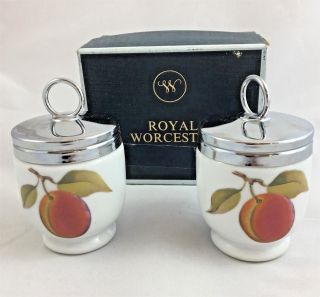 Royal Worcester Set Of 2 Porcelain Egg Coddlers Vintage Box Instructions England